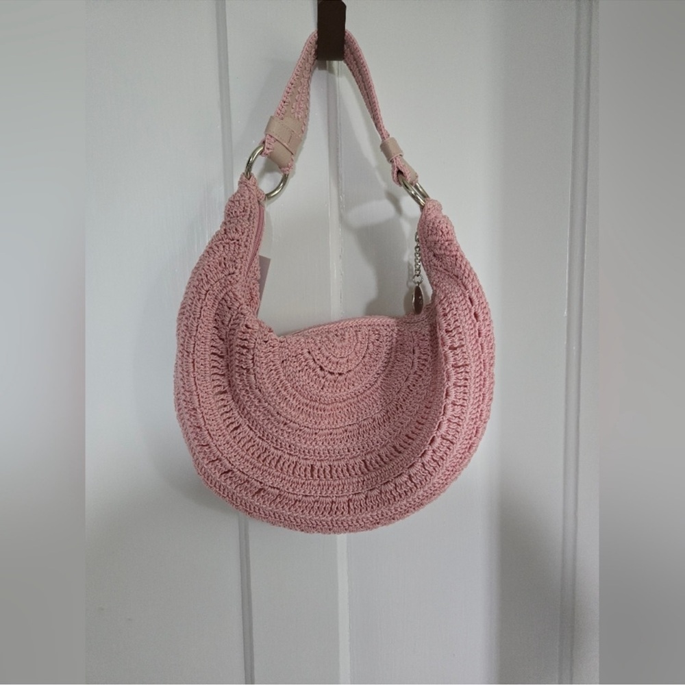 Pink Crochet Shoulder Bag